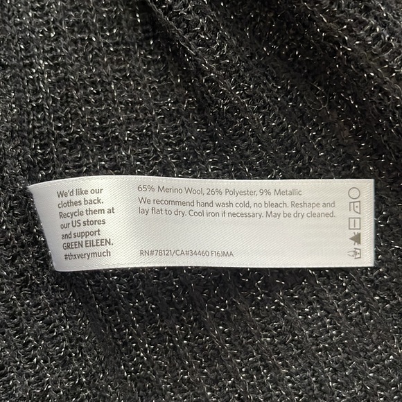 NWOT - never worn Eileen Fisher black and silver sparkly duster/cardigan size s - Picture 7 of 7